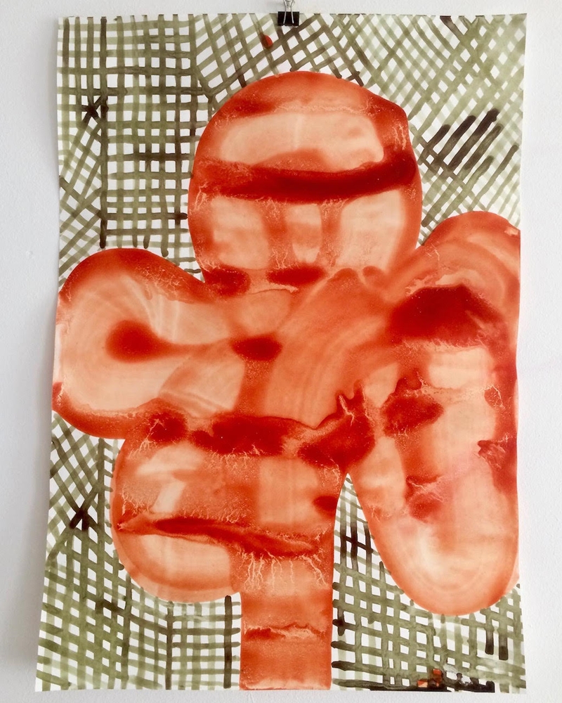 From series Flowers and Stripes // Sarjasta Kukkia ja raitoja, 2021, plant colour on paper, 60 x 42 cm